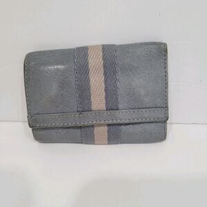 Bally Switzerland Key Wallet Blue Small Leather Case Striped Charm Unisex